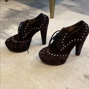 Marni Brown Suede Lace-Up Booties